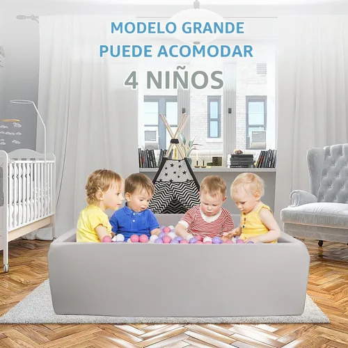 Vista 6 de Piscina de bolas de espuma para niños pequeños, piscina rectangular de 47 pulgadas para niños, piscina de bolas suave tamaño grande, regalo ideal