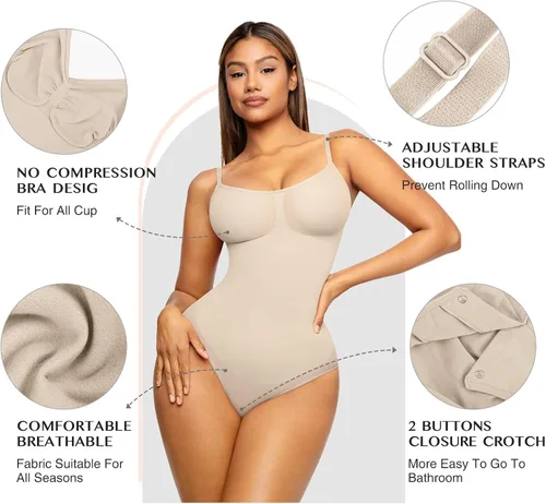Vista 3 de FeelinGirl Shapewear Bodysuit Sculpting Body Shaper for Women Tummy Control Seamless Plus Size Butt Lifting Shaper
