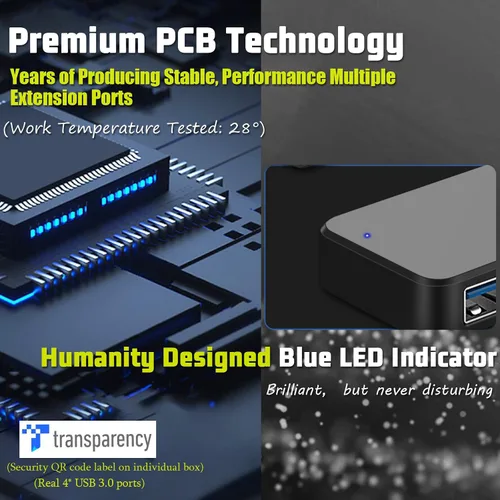 Vista 8 de Hub USB 3.0 de 4 puertos, divisor USB T-Sound para laptop, adaptador de teclado y mouse PS4 para Dell, Asus, HP, MacBook Air, Surface Pro, Acer