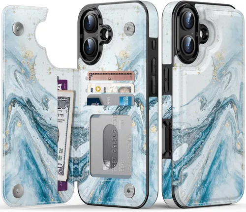 Vista 324 de LETO para iPhone 15 Pro Funda tipo cartera - Tapa tipo folio con patada - Diseños de moda - Tarjetero - Funda protectora para mujeres y niñas - 6.1
