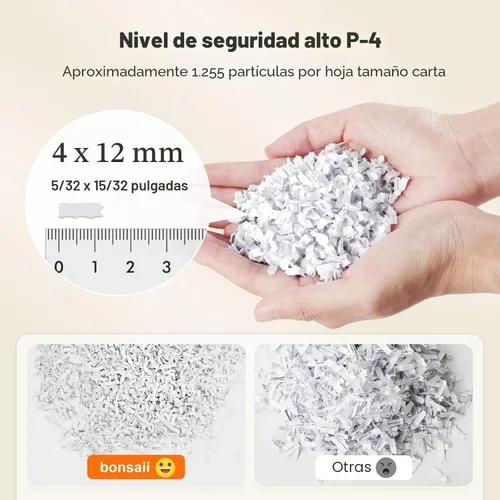 Vista 6 de Bonsaii - Trituradora de papel de 200 hojas de alimentación automática micro corte resistente para oficina 60-Min Nonstop Run, P4 High Security