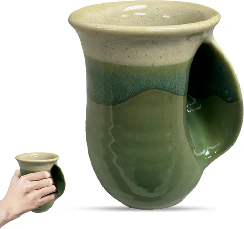 Vista 26 de Clay in Motion - Taza calentadora de manos para diestros, diseño Ocean Tide Marea del Océano
