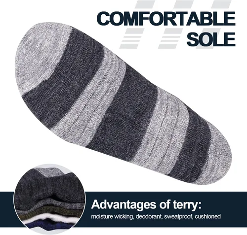 Vista 4 de YUEDGE 5 pares de calcetines de senderismo para hombre que absorben la humedad calcetines acolchados para botas de trabajo para talla 6-9 9-12 10-13