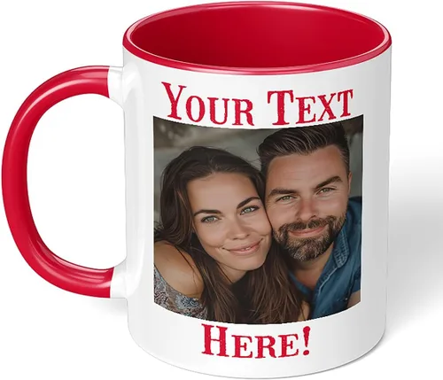 Vista 14 de Taza de café de cerámica negra personalizada de 11 onzas con texto, mensaje, tu texto aquí, nombre, DYE Taza para Cafe personalizadas, con foto