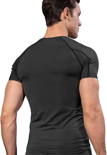 Vista 3 de Paquete de 3 camisetas de compresión para hombre, camisetas de entrenamiento de manga corta, camisetas de secado fresco, camiseta deportiva