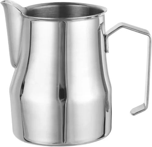 Vista 6 de uxcell Jarra de espuma de leche, taza de café de acero inoxidable de 12 oz/11.8 fl oz, jarra de espuma de leche con asa para el hogar, cafetería