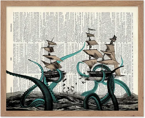 Vista 57 de Poster Master Póster de pulpo para parejas, póster de diccionario, arte Kraken, regalo romántico para él, ella, amantes, decoración náutica