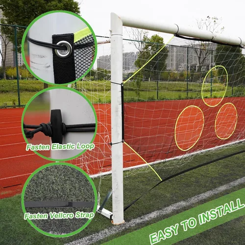 Vista 3 de Red de objetivo de portería de fútbol con 7 zonas brillantes de puntuación, ayuda de entrenamiento de tiro de fútbol, accesorio