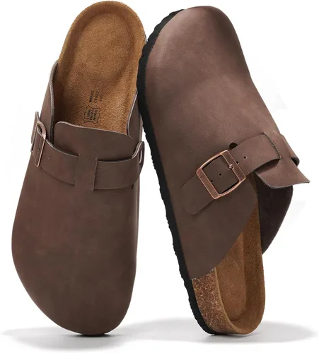 Vista 24 de Zuecos de cuero genuino 100% de grano completo para hombres - Zapatos de Negro