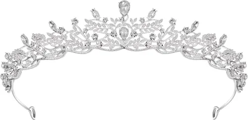 Vista 8 de SWEETV Wedding Tiaras for Women, Princess Quinceanera Crown Dorado
