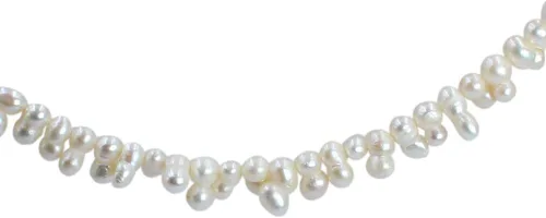 Vista 2 de Joyería de 0.236 x 0.472 pulgadas con forma de cacahuete perforada lateral blanca perlas de agua dulce para collar, pulsera, aretes, hebra de 15