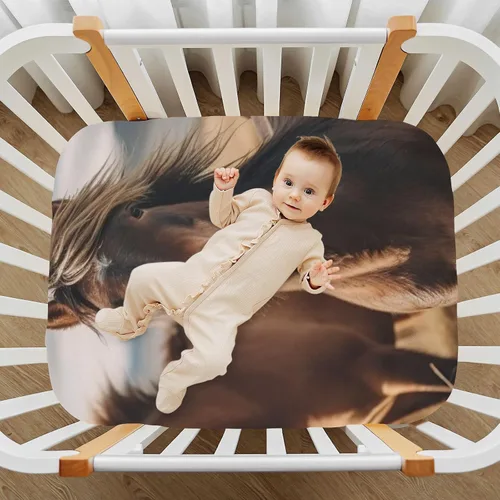 Vista 7 de Fitted Crib Sheets Wild Horses Baby Crib Sheets for Boy & Girl Toddler Mattress Sheets 21216355