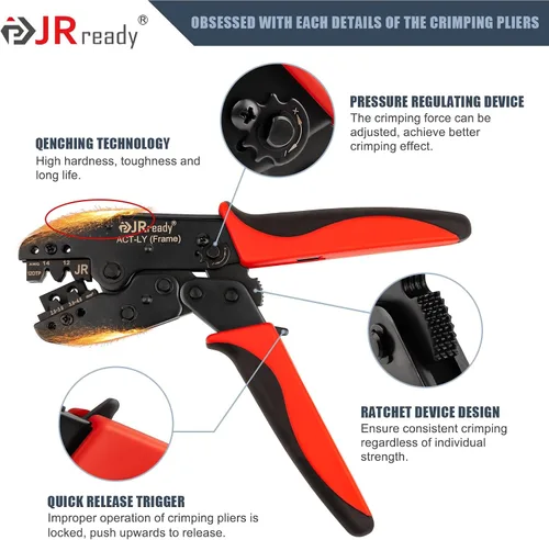 Vista 4 de JRready Deutsch DTP Crimpadora Open Barrel ACT-LY-12DTP - para contactos estampados Size12 (1060-12-0166/1062-12-0166) 12-14AWG, para cabrestante