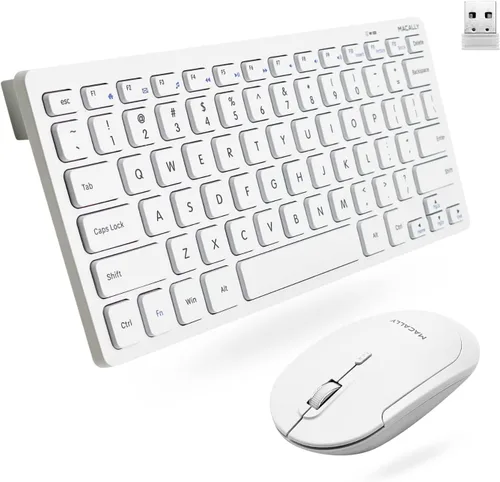 Vista 8 de Macally Pequeño teclado inalámbrico y mouse combinados – Dúo de productividad silencioso – Teclado compacto inalámbrico 2.4G y mouse para PC – Mini