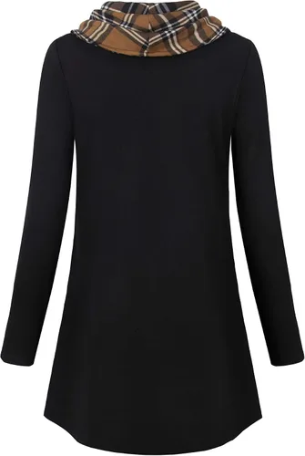 Vista 3 de Bebonnie - Túnica de manga larga con cuello redondo para mujer con botones