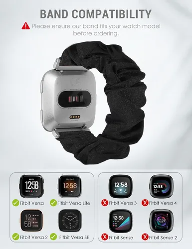 Vista 2 de TOYOUTHS Bandas Scrunchie compatibles con Fitbit Versa/Versa 2/Versa Lite Edición Especial para mujeres y hombres, linda correa de tela elástica