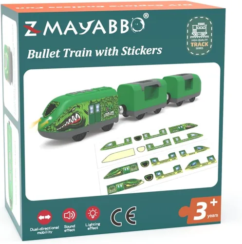 Vista 9 de Juego de tren a pilas para pista de madera, juguete de tren motorizado para niños, vehículo de tren urbano compatible con Thomas & Friends, Brio