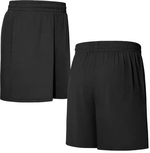Vista 2 de Roadbox Pantalones cortos de entrenamiento para hombre, atléticos, gimnasio, correr, baloncesto, 7 pulgadas, con bolsillo, para deportes de fitness