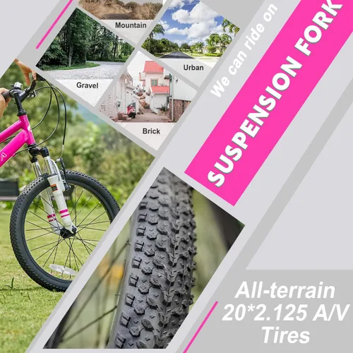 Vista 3 de AVASTA Govet - Bicicleta de montaña para niños de 6 a 12 años de edad, con horquilla de suspensión, transmisión de 6 velocidades, varios