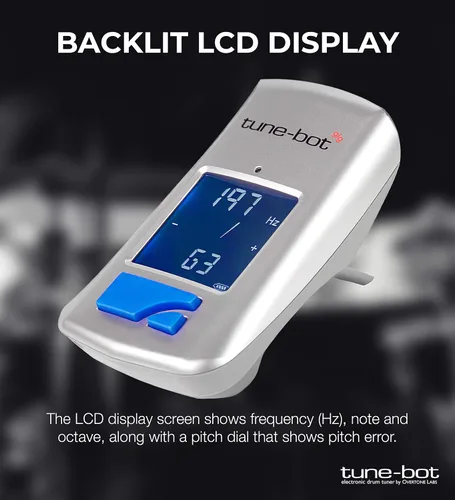 Vista 6 de Tune-Bot Gig Clip-On Afinador Digital para Tambores Acústicos con Pantalla LCD Retroiluminada