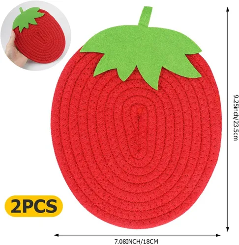 Vista 2 de 2 manteles individuales resistentes al calor con forma de madera de hilo de algodón para cocina, salvamanteles de tela resistente a la cocina