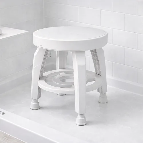 Vista 6 de HealthSmart Swivel Shower Stool Seat with Storage Shelf, Rotating Shower Chair for Bathtub, Tool-Free Assembly, White