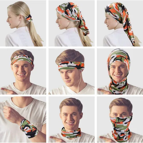Vista 2 de 6 Pieces Sun UV Protection Face Mask Neck Gaiter Windproof Scarf Sunscreen Breathable Bandana Balaclava for Sport Outdoor