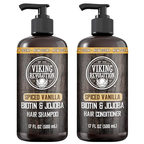 Vista 10 de Viking Revolution Majestic Oud - Juego de champú y acondicionador para hombre con biotina y aceite de jojoba, champú natural para el cabello