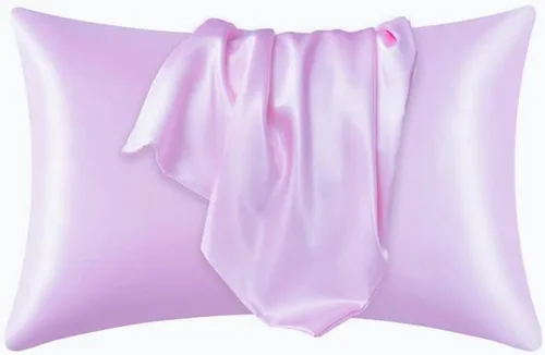 Vista 26 de Juego de 2 fundas de almohada de seda satinada de lujo para cabello y piel, fundas de almohada de satén con cierre de cremallera (estándar