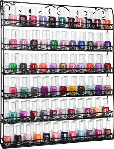 Vista 9 de AMT - Estantes metálicos para esmalte de uñas para pared, exhibición de esmalte de uñas transparente, organizador de aceites esenciales Young