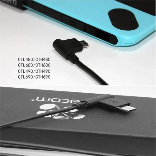Vista 2 de Cargador USB de sincronización de datos de repuesto, cable de alimentación de carga compatible con Wacom Intuos CTL480 CTL490 CTL690 CTH480 CTH490