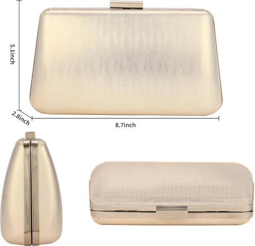 Vista 2 de ZHANNI Elegante caja de embrague de noche para mujer, con marco de metal, bolso de noche, bolso de mano, boda, graduación, fiesta, novia, embrague