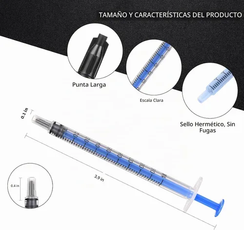 Vista 2 de Paquete de 20 jeringas de 1ml con tapa para líquido, jeringas pequeñas de plástico de 1cc con cubierta para mascotas orales, laboratorios