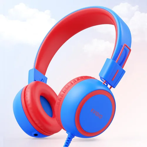 Vista 7 de KVIDIO Auriculares con cable para niños, volumen seguro de 85/94 dB, sobre la oreja con micrófono integrado, aislamiento de ruido, ajustable