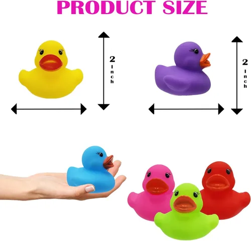 Vista 2 de Paquete de 12 patos clásicos de goma para niños, seis colores sólidos, regalos de cumpleaños de baño, baby showers, aula, verano, playa y actividad