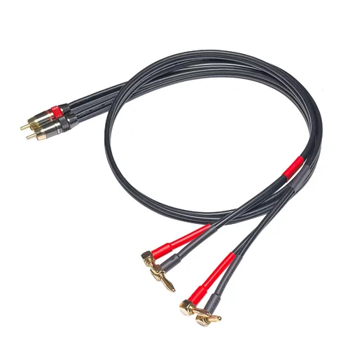 Vista 5 de WJSTN Paquete de 2 adaptadores de cable de altavoz RCA a Banana Plug de 1 pie, 12 AWG, 2 unidades, rojo + negro, interior, macho a macho, 15