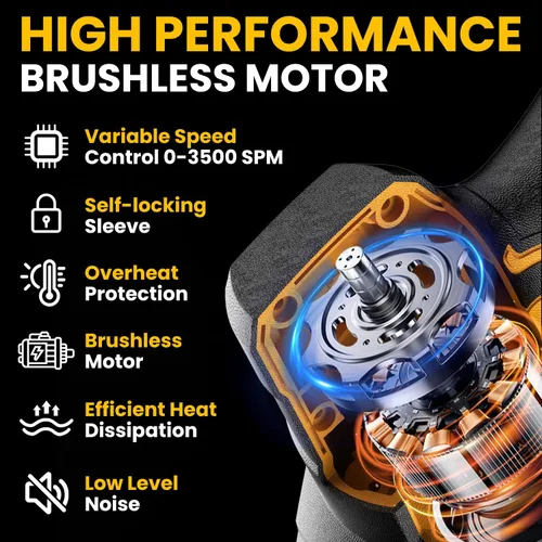 Vista 2 de Sierra de recíproca inalámbrica para batería Dewalt 20 V, motor sin escobillas de 3 velocidades variables 0-3500, cambio de hoja sin herramientas
