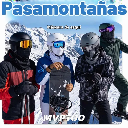 Vista 3 de Ski Mask Balalclava Windproof Face Mask Warm Fleece Neck Cover for Cold Weather Helmet Hood for Men & Women A01-negro