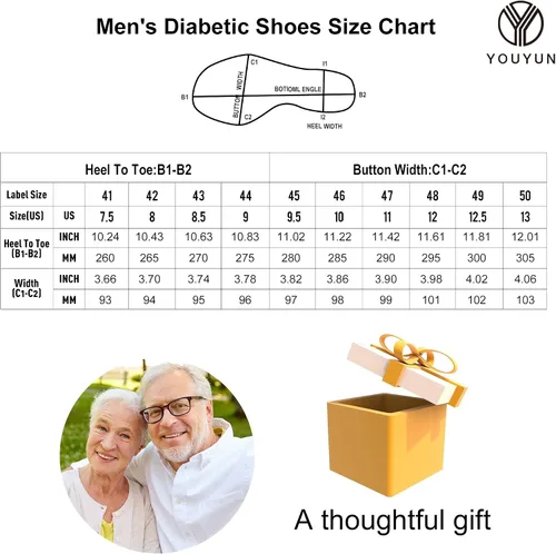 Vista 4 de youyun Zapatos para diabéticos de hombre de ancho X-ancho para hombres mayores, cierre ajustable, transpirables, ligeros, antideslizantes para pies