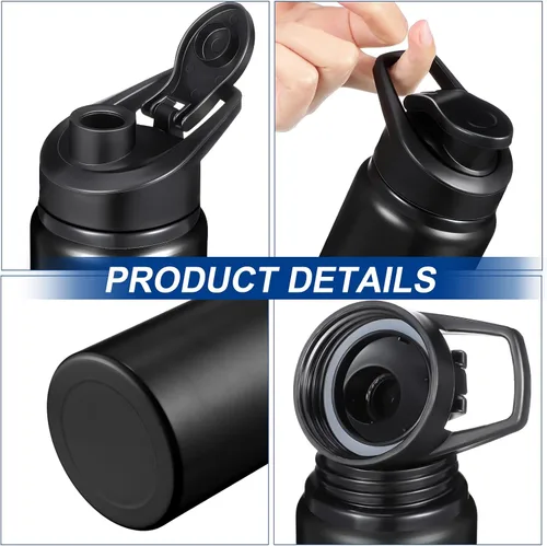 Vista 7 de CHENGU Botella de agua a granel de 20 onzas de aluminio, botellas reutilizables ligeras con tapa de rosca, vasos de agua fáciles de transportar, a
