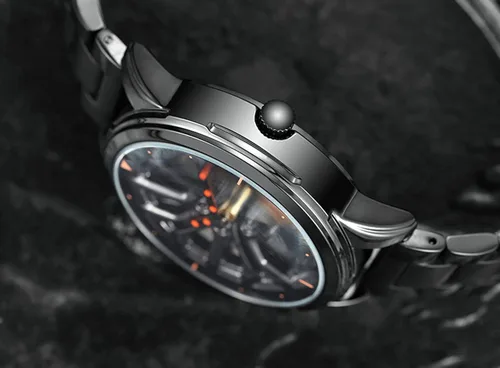 Vista 3 de Hombres Deporte Coche Rueda Reloj De Pulsera De Cuarzo Impermeable Malla Giratoria Borde Hub Relojes Masculino
