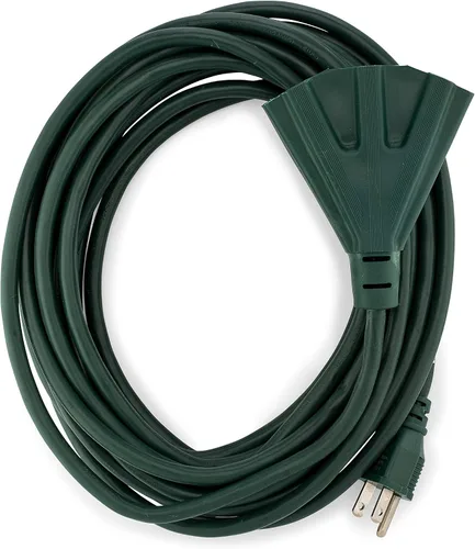 Vista 17 de Cable alargador de Holiday Lighting Outlet para interiores o exteriores de 16/3, 3 tomas de corriente, 3 clavijas, certificación UL Negro