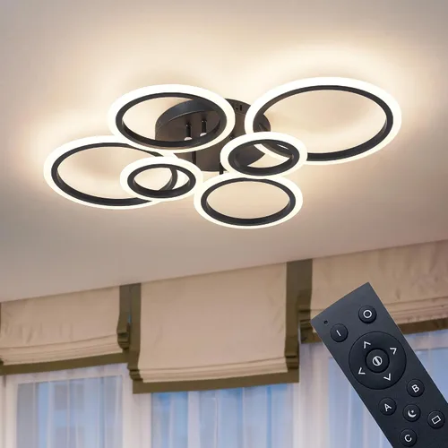 Vista 12 de Shine LUEST Lámpara de techo LED moderna de 34 W, 3000 K-6000 K regulable, accesorios de iluminación de techo para montaje en techo, 4 anillos