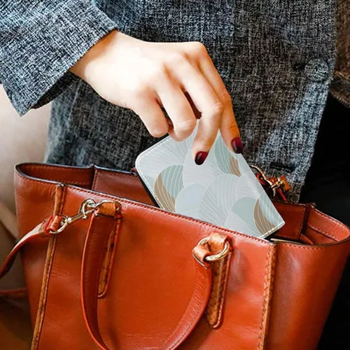 Vista 6 de Bolaz Light Green Credit Card Holder Wallet RFID Blocking Zipper Card Cases Leather Slim Small for Women
