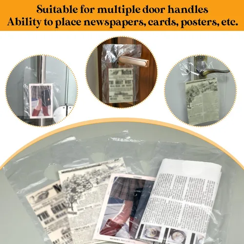 Vista 5 de Henoyso 1000 bolsas para colgar puertas, de plástico transparente, bolsas para colgar pomos de puerta, impermeables, paquetes de periódicos