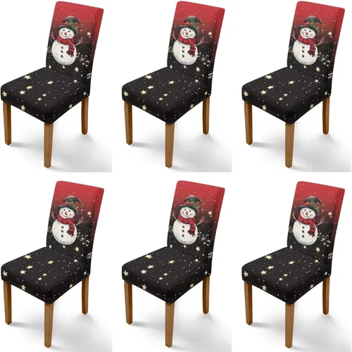 Vista 62 de Rnyleeg Fundas navideñas para sillas de comedor, fundas de asiento de comedor con estampado de campanas brillantes, juego de 1 funda suave y lavable