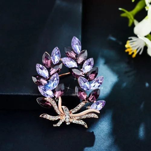 Vista 3 de Adyanl Broche de ramo de zinnia de cristal artificial, elegante y brillante, accesorio de moda para mujeres y niñas