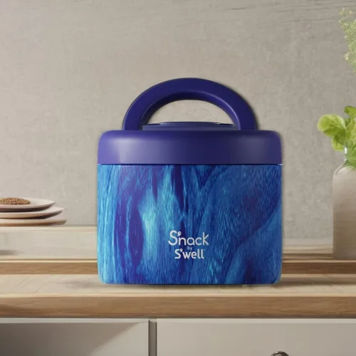 Vista 5 de S'nack by S'well - Recipiente de alimentos de acero inoxidable, 24 onzas, bosque azul, cuencos aislados de doble capa, sin BPA