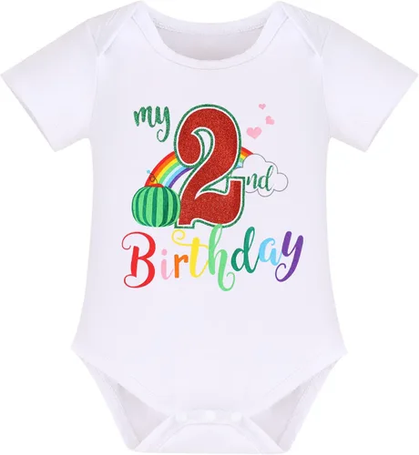 Vista 26 de IBAKOM Conjunto de ropa de 3 piezas para bebé niña de 1er cumpleaños + tutú de tul de princesa arcoíris + diadema con lazo, conjunto de ropa de 3