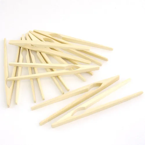 Vista 3 de BambooMN Pinzas reutilizables de bambú natural de 7.5 pulgadas, pinzas para tostadas, 100